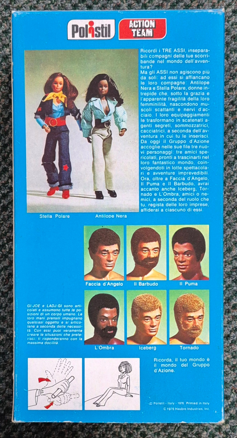 MIB 1975 Polistil Hasbro Action Team Lady G.I. Figure: Mint in Box (back)
