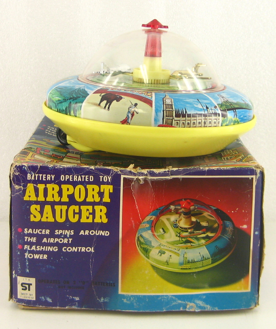Modern Toys Japanese Tin Litho Battery-Operated Airport Saucer in the Box 2.jpg Modern Toys Japanese Tin Litho Battery-Operated Airport Saucer in the Box 2