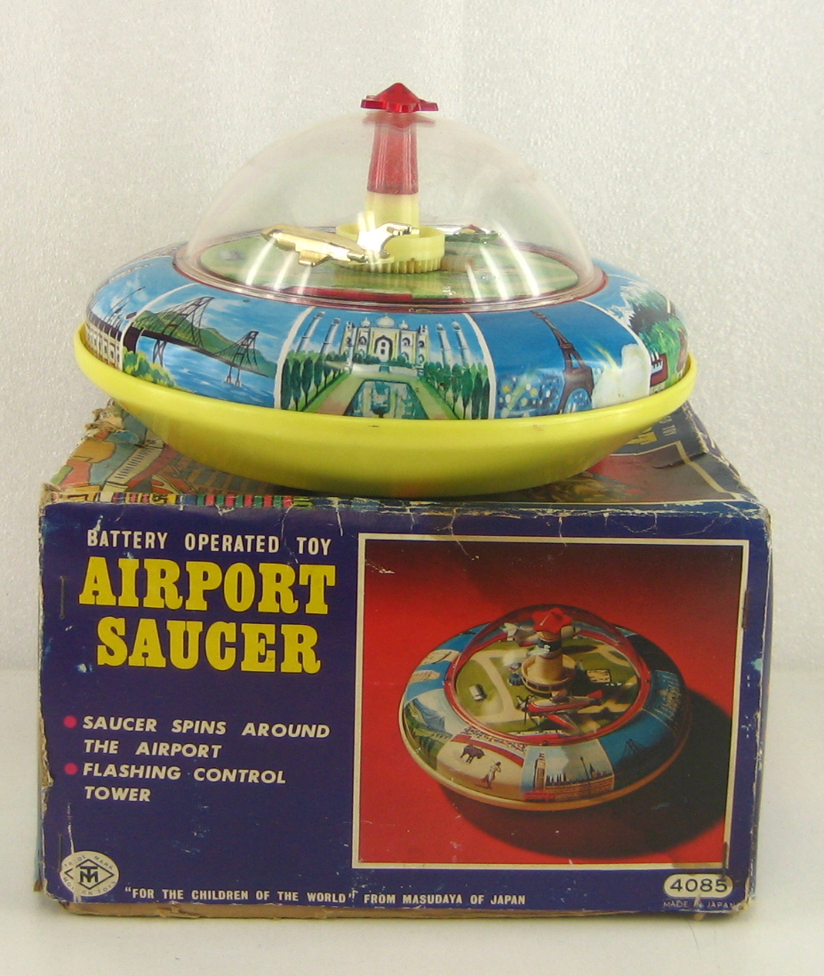 Modern Toys Japanese Tin Litho Battery-Operated Airport Saucer in the Box 3.jpg Modern Toys Japanese Tin Litho Battery-Operated Airport Saucer in the Box 3
