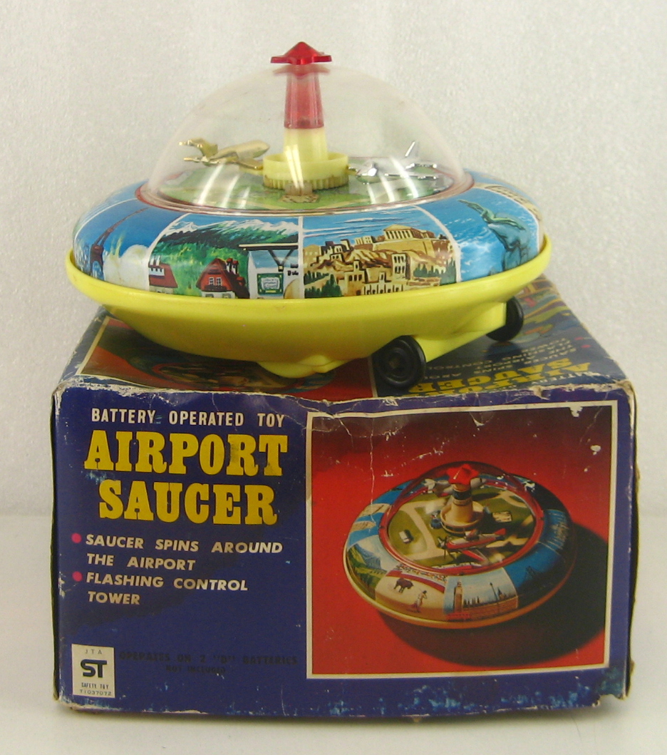 Modern Toys Japanese Tin Litho Battery-Operated Airport Saucer in the Box 4.jpg Modern Toys Japanese Tin Litho Battery-Operated Airport Saucer in the Box 4