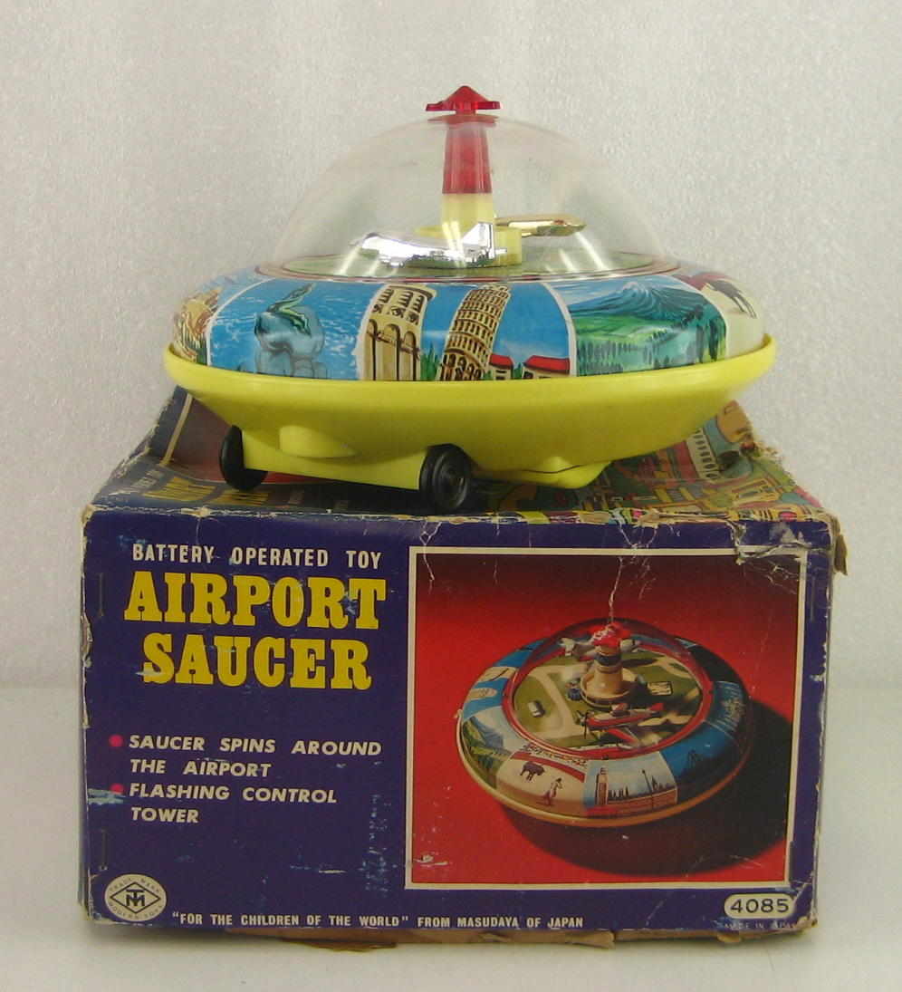 Modern Toys Japanese Tin Litho Battery-Operated Airport Saucer in the Box 5.jpg Modern Toys Japanese Tin Litho Battery-Operated Airport Saucer in the Box 5