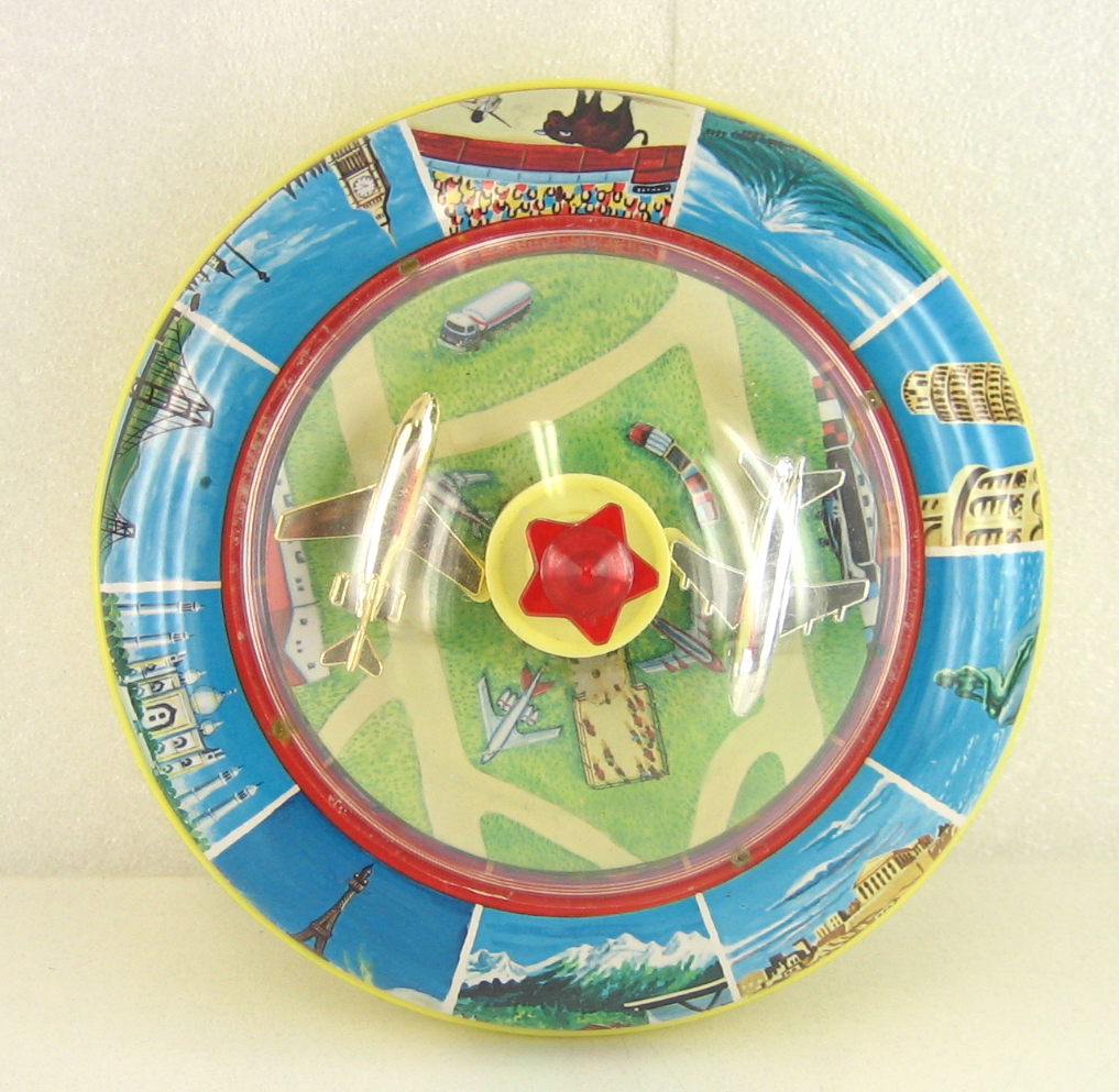Modern Toys Japanese Tin Litho Battery-Operated Airport Saucer in the Box 7.jpg Modern Toys Japanese Tin Litho Battery-Operated Airport Saucer in the Box 7