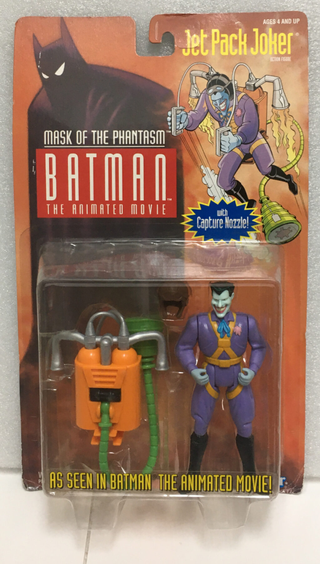 MOC Kenner Mask of the Phantasm Jet Pack Joker Action Figure - Mint on Factory Sealed Card 1