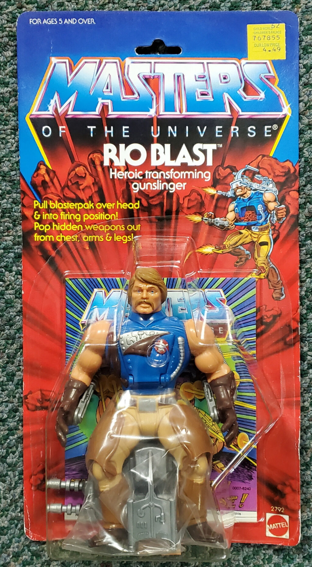 MOC 1983 Masters of the Universe (MOTU) Rio Blast Action Figure on Factory Sealed Card 1