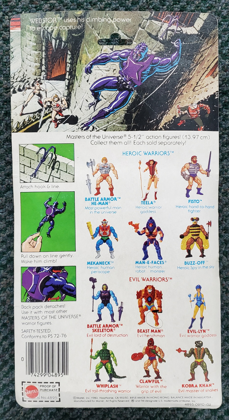 moc-motu-webstor-2 MOC 1983 Masters of the Universe (MOTU) Webstor Action Figure on Factory Sealed Card 2