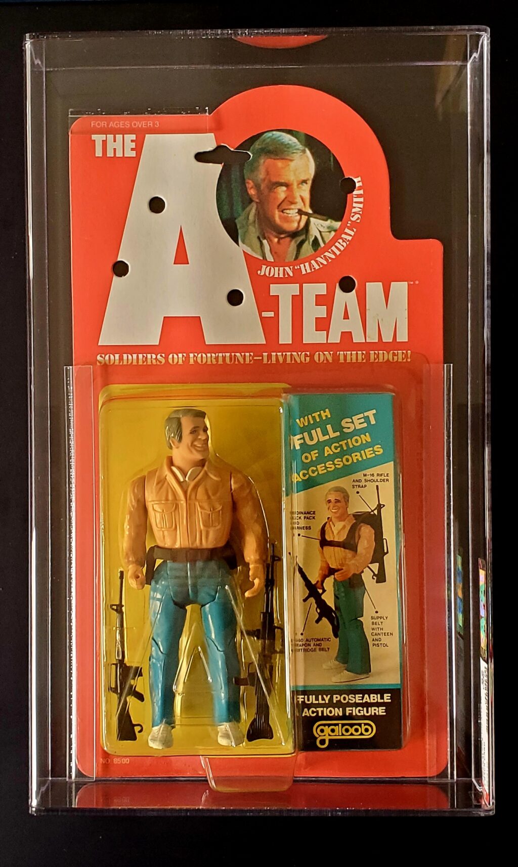 MOC Galoob AFA-Graded 85 Y-NM+ The A-Team John "Hannibal" Smith Action Figure 1