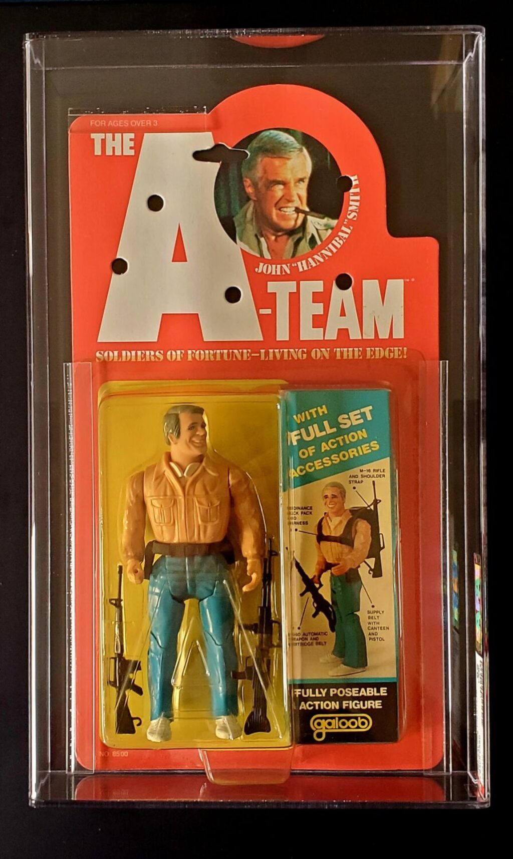 MOC Galoob AFA-Graded 85 Y-NM+ The A-Team John "Hannibal" Smith Action Figure 1