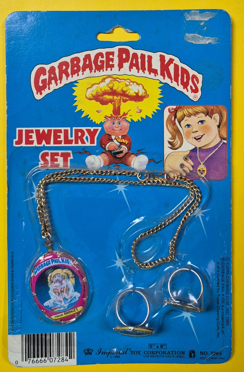 MOC 1986 Imperial Toys Garbage Pail Kids (GPK) Jewelry Set: Frigid Bridget, Slobby Robbie & New Wave Dave