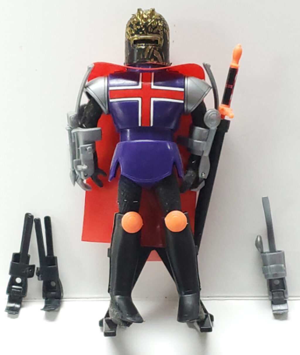 1990 Bandai Tacky Stretchoid Warriors Goldblaster Figure with Stand 1