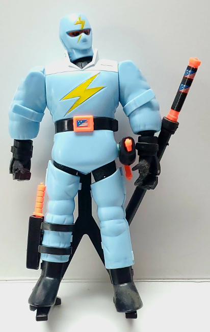 1990 Bandai Tacky Stretchoid Warriors Thunderbolt Figure with Stand 1
