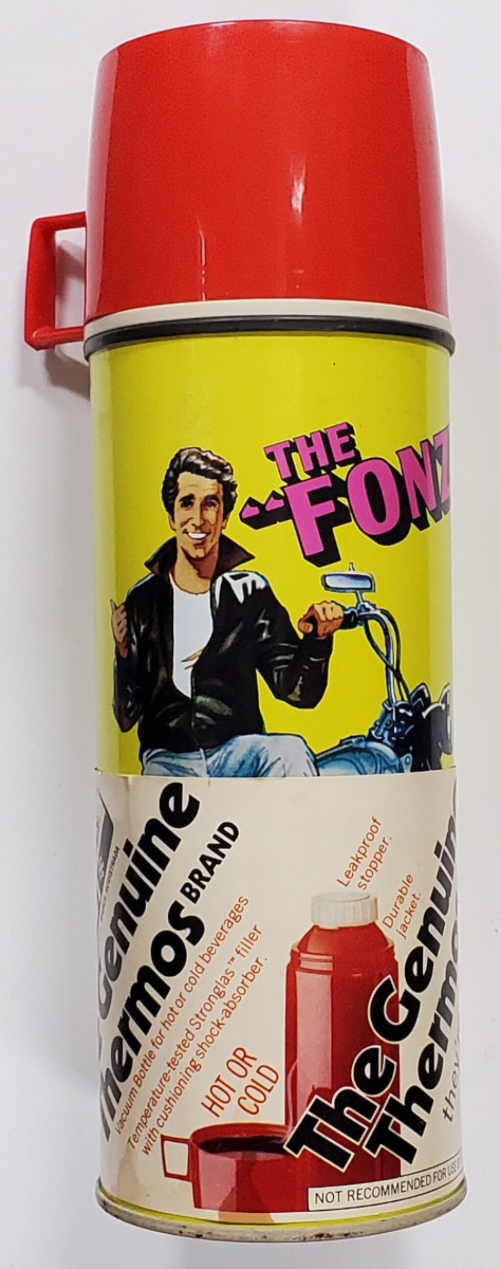 1973 King-Seeley Happy Days The Fonz 9.5" Metal Thermos with Paper Sleeve 1