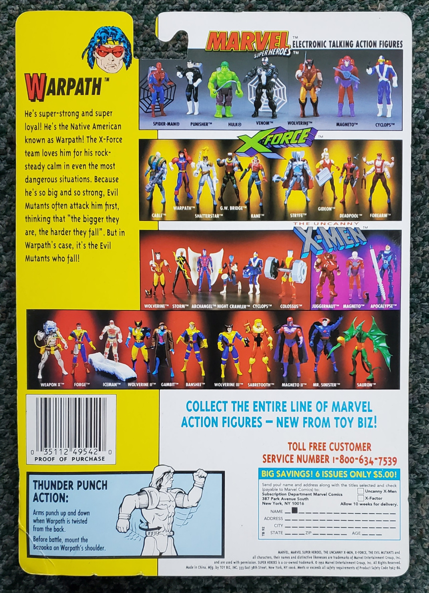 toy-biz-uncanny-x-men-x-force-warpath-2 Toy Biz Uncanny X-Men X-Force Warpath Action Figure: Mint on Card 2