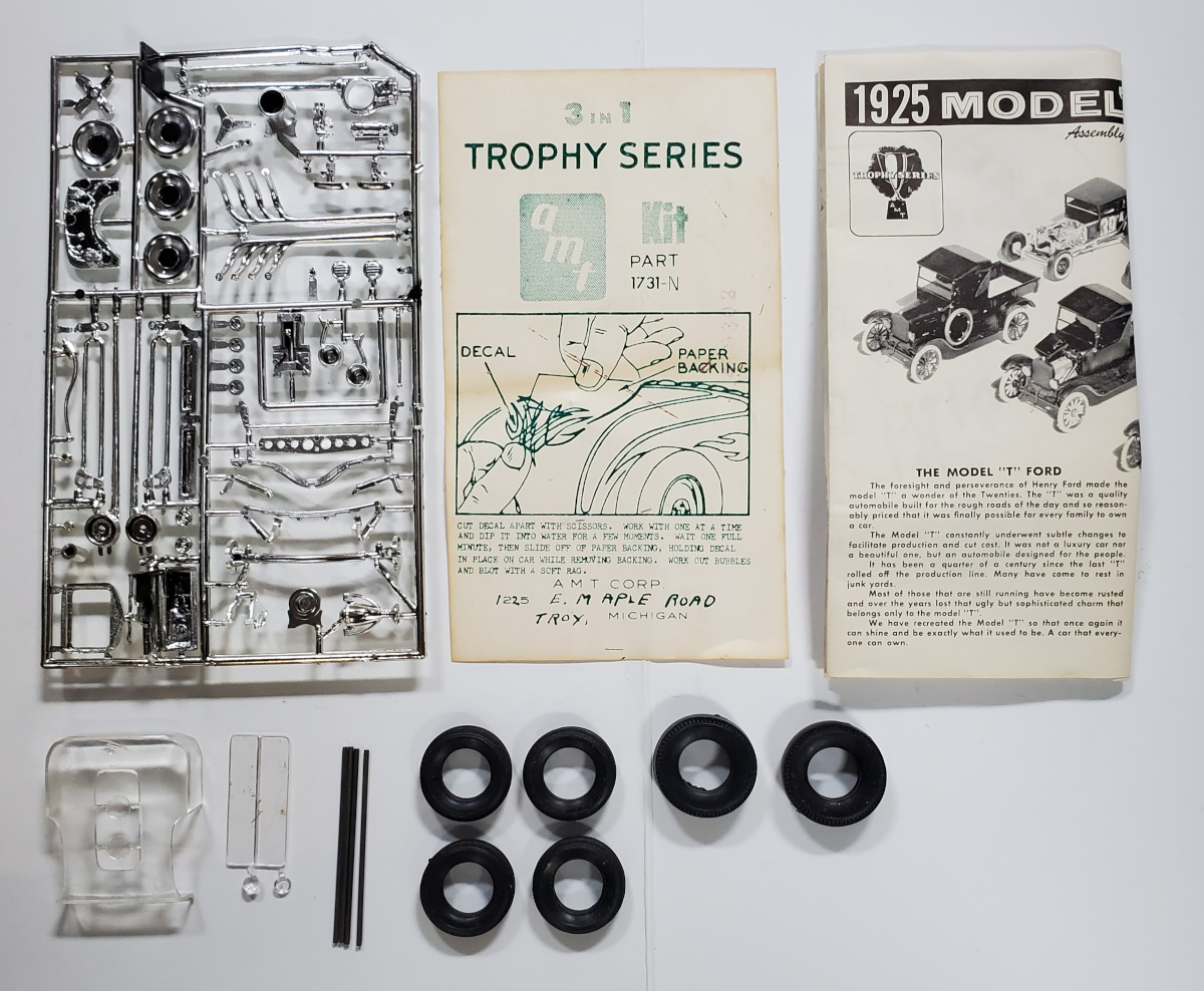 amt-1925-model-t-ford-two-3-in-1-model-kit-7 Vintage 1960 AMT 1925 Model T Ford Two 3 in 1 Model Kit in the Box 7