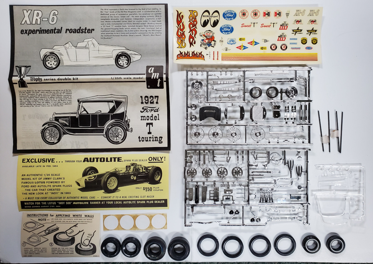 amt-27-t-ford-tex-smith-xr-6-hot-rod-model-kit-7 Vintage 1963 AMT Double Kit '27 T-Ford & LeRoi "Tex" Smith's XR-6 Model Kit in the Box 7