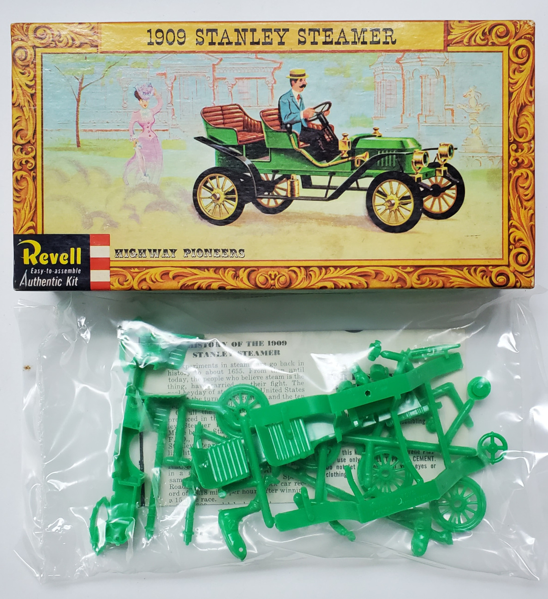 revell-highway-pioneers-1909-stanley-steamer-model-kit-1 Vintage 1960 Revell Highway Pioneers 1909 Stanley Steamer Model Kit Sealed in Box 1