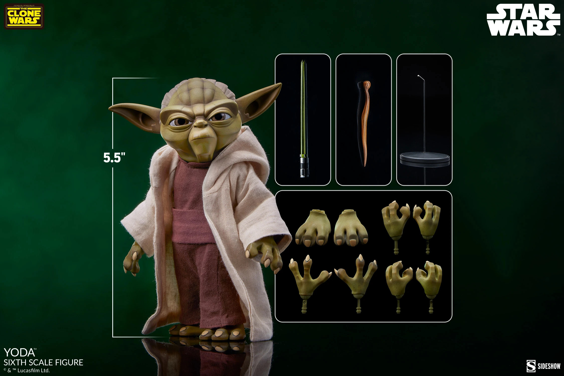 sideshow-collectibles-star-wars-the-clone-wars-yoda-16-scale-figure-3 Hot Toys Star Wars The Clone Wars Yoda 1:6 Scale Figure 3