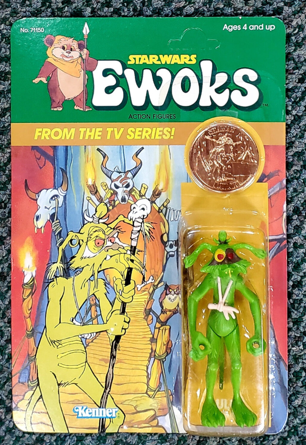 1985 MOC Kenner Star Wars Ewoks Dulok Shaman on Unpunched Card 1