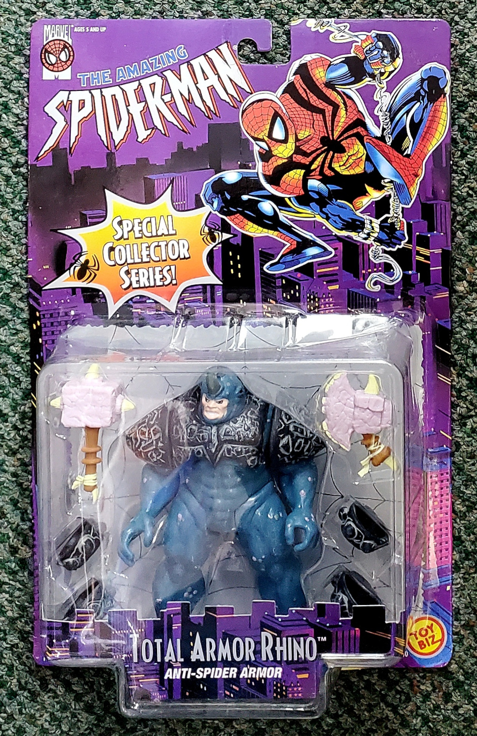 Toy Biz Amazing Spider-Man Special Collector Series Total Armor Rhino Action Figure: Mint on Card 1