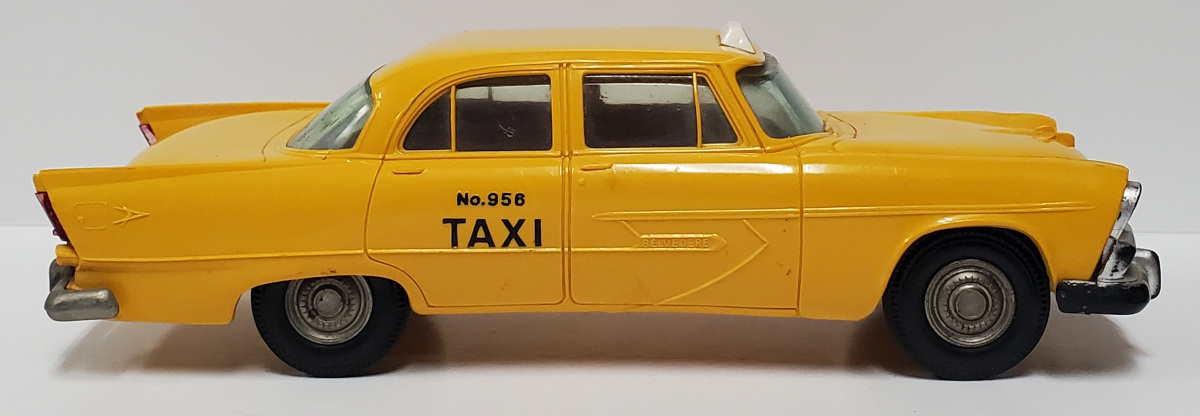 jo-han-1956-plymouth-belvedere-yellow-taxi-dealer-promo-3 Jo-Han 1956 Plymouth Belvedere Yellow Taxi No. 956 Friction Motor Dealer Promo Car 3
