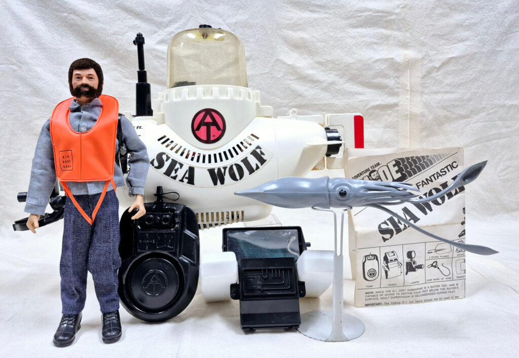 1970 Hasbro 12″ G.I. Joe Sea Adventurer Action Figure and Outfit with Complete Sea Wolf Submarine 1