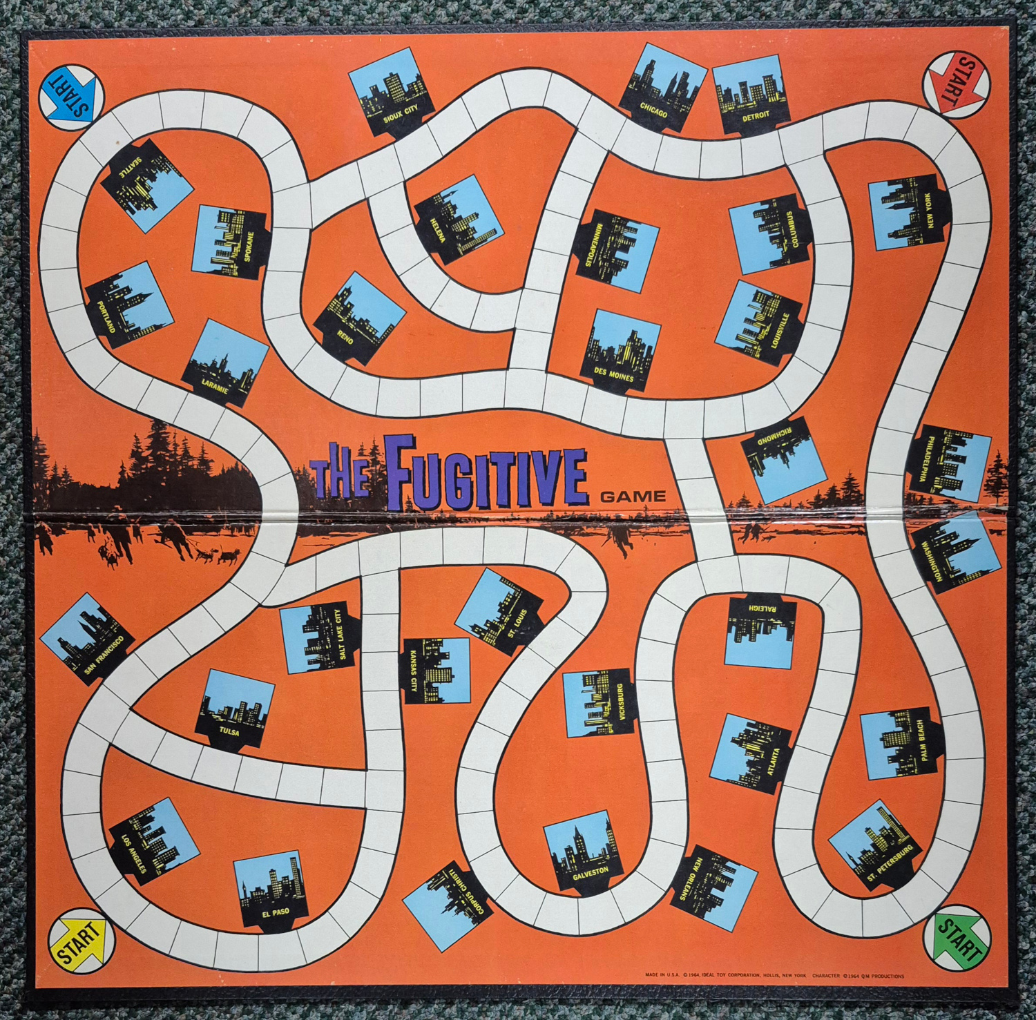 ideal-the-fugitive-board-game-4 1964 The Fugitive Board Game by Ideal 4