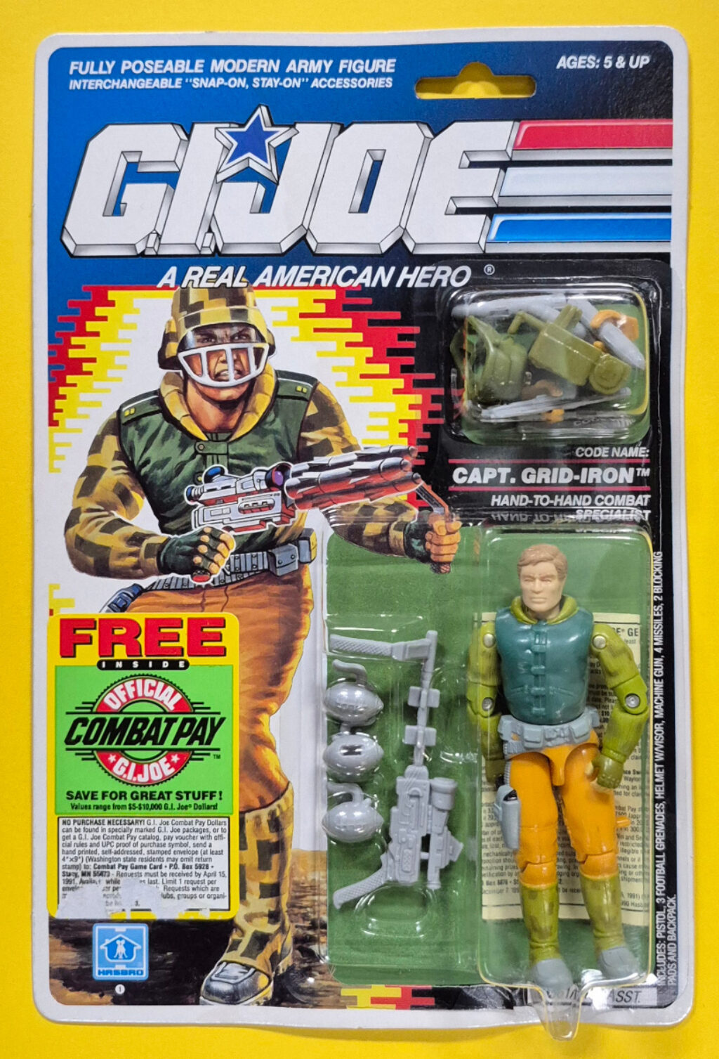 MOC 1989 Hasbro G.I. Joe ARAH Capt. Grid-Iron Factory Sealed 1