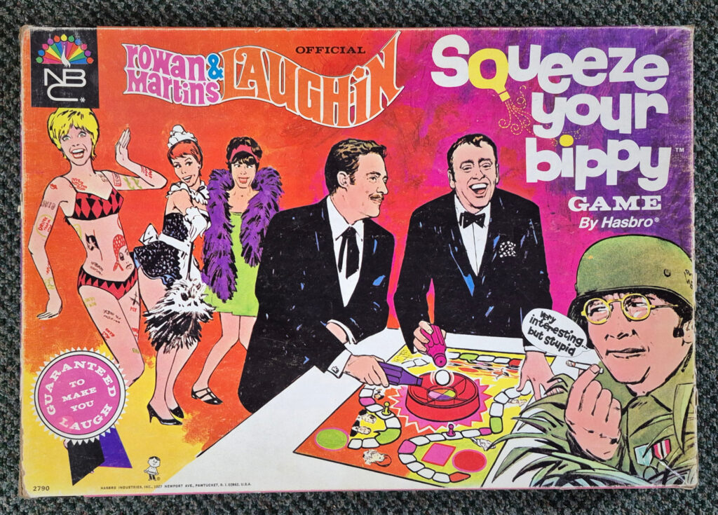 1968 Official Rowan & Martin's Laugh-In Squeeze Your Bibby Board Game by Hasbro 1