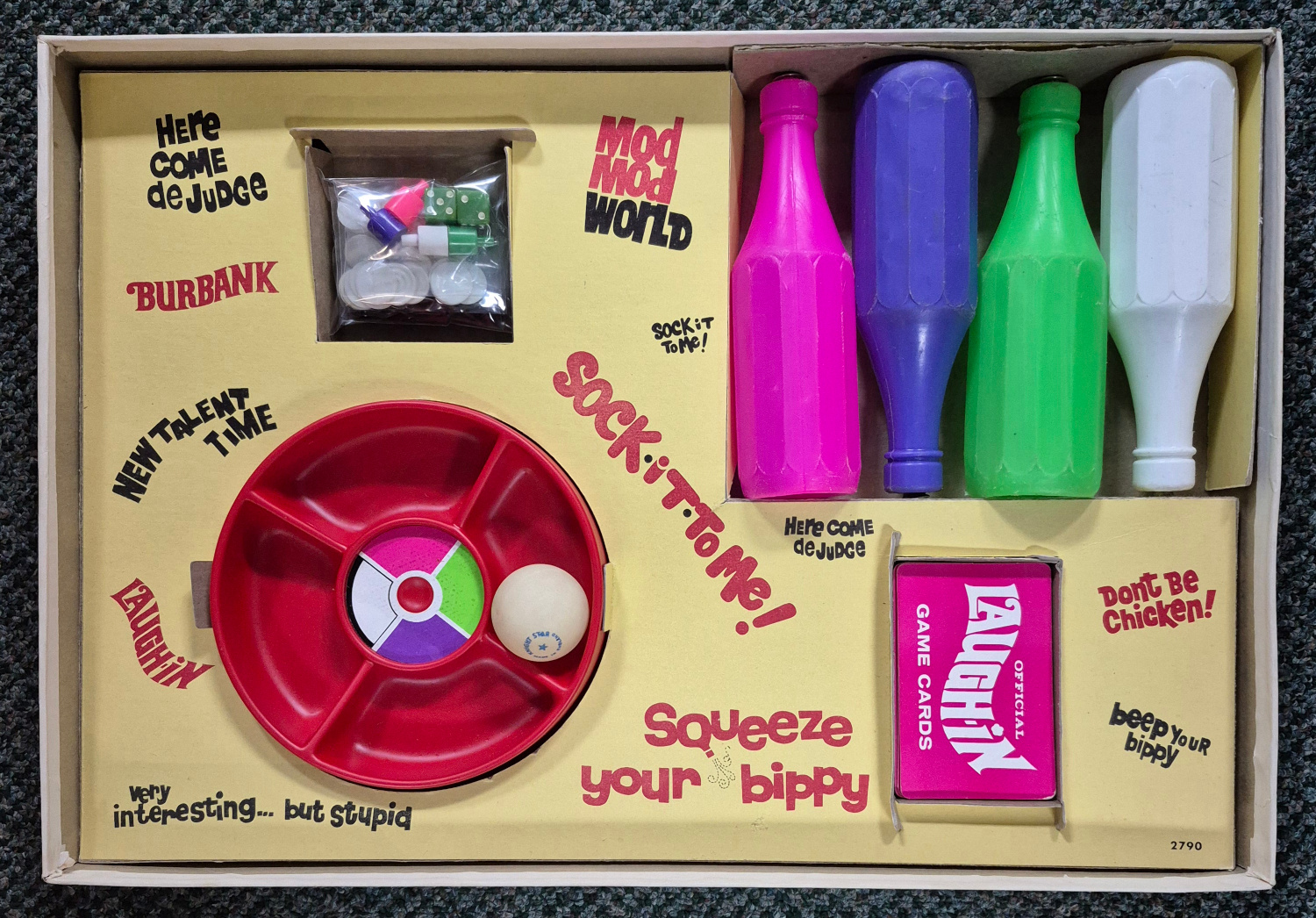 hasbro-official-rowan-and-martins-laugh-in-squeeze-your-bippy-boad-game-2 1968 Official Rowan & Martin's Laugh-In Squeeze Your Bibby Board Game by Hasbro 2