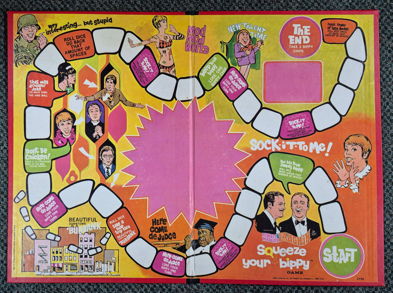 hasbro-official-rowan-and-martins-laugh-in-squeeze-your-bippy-boad-game-3 1968 Official Rowan & Martin's Laugh-In Squeeze Your Bibby Board Game by Hasbro 3
