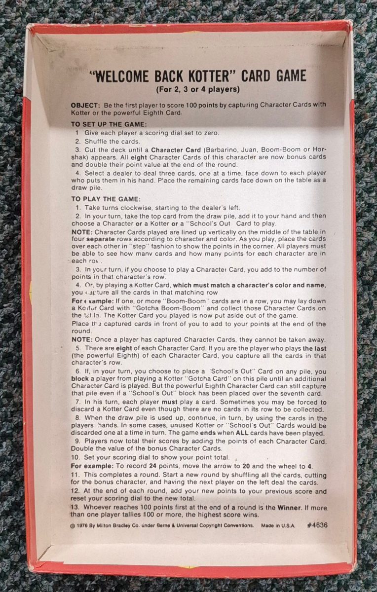 milton-bradley-welcome-back-kotter-card-game-2 1976 Welcome Back Kotter Card Game by Milton Bradley 2