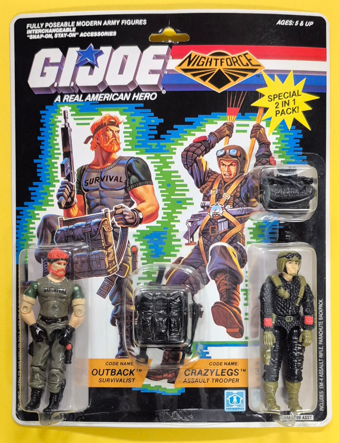 MOC 1988 Hasbro G.I. Joe ARAH Night Force Outback and Crazylegs 2-Pack Factory Sealed 1