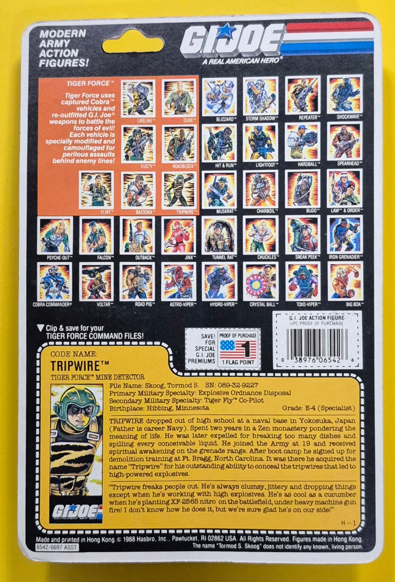 hasbro-gi-joe-arah-tiger-force-tripwire-2 MOC 1988 Hasbro G.I. Joe ARAH Tiger Force Tripwire Factory Sealed 2
