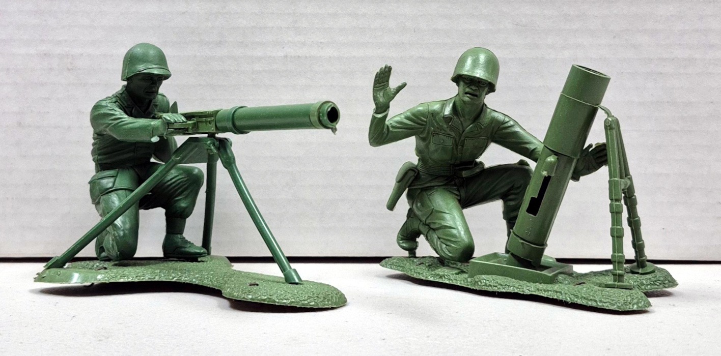 Payton Toy Soldiers Mortar Man Emplacement and Machine Gunner Figures 1