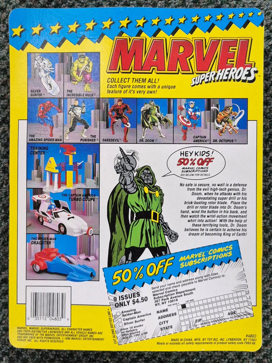 toy-biz-marvel-super-heroes-dr-doom-moc-2 Toy Biz 1990 Marvel Super Heroes Dr. Doom Action Figure: Mint on Unpunched Card 2