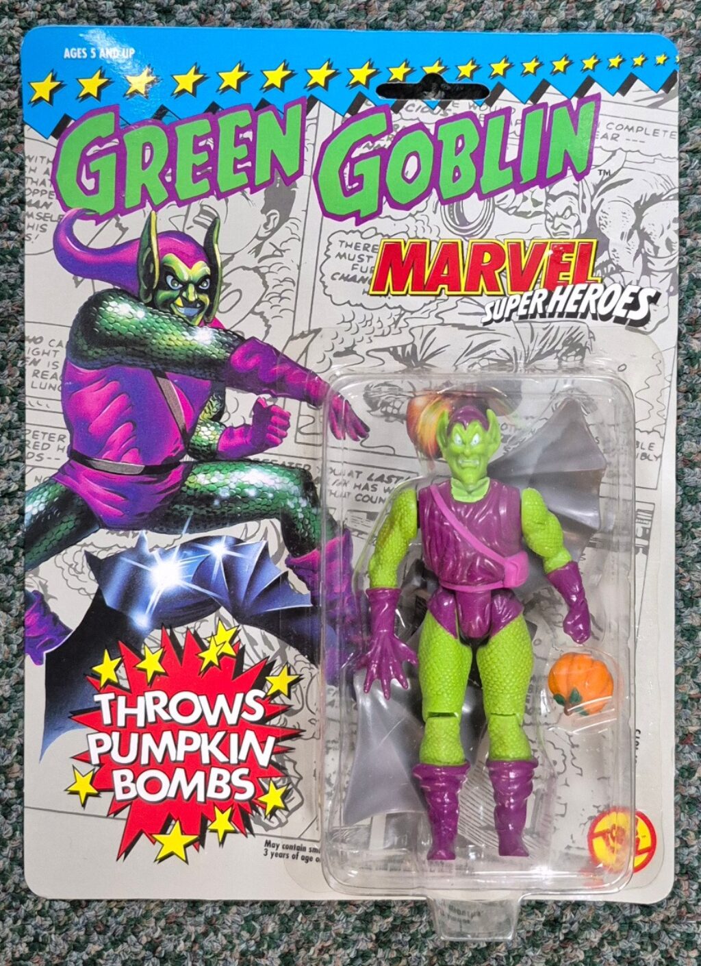 Toy Biz 1991 Marvel Super Heroes Green Goblin Action Figure: Mint on Card 1