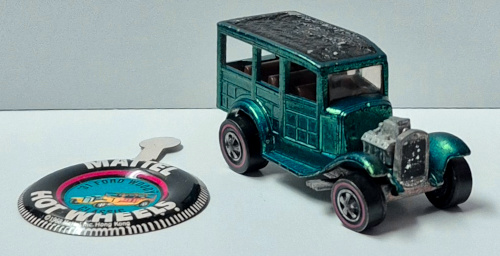 hot-wheels-1969-redline-aqua-classic-31-ford-woody-1 1969 Mattel Red Line Hot Wheels Aqua Classic '31 Ford Woody with Button 1