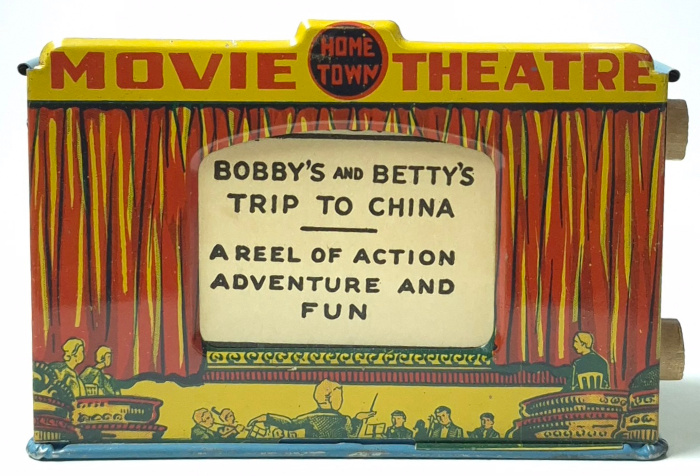 1930's Marx Tin Litho Home Town Series Movie Theater Play Scene Diorama 1
