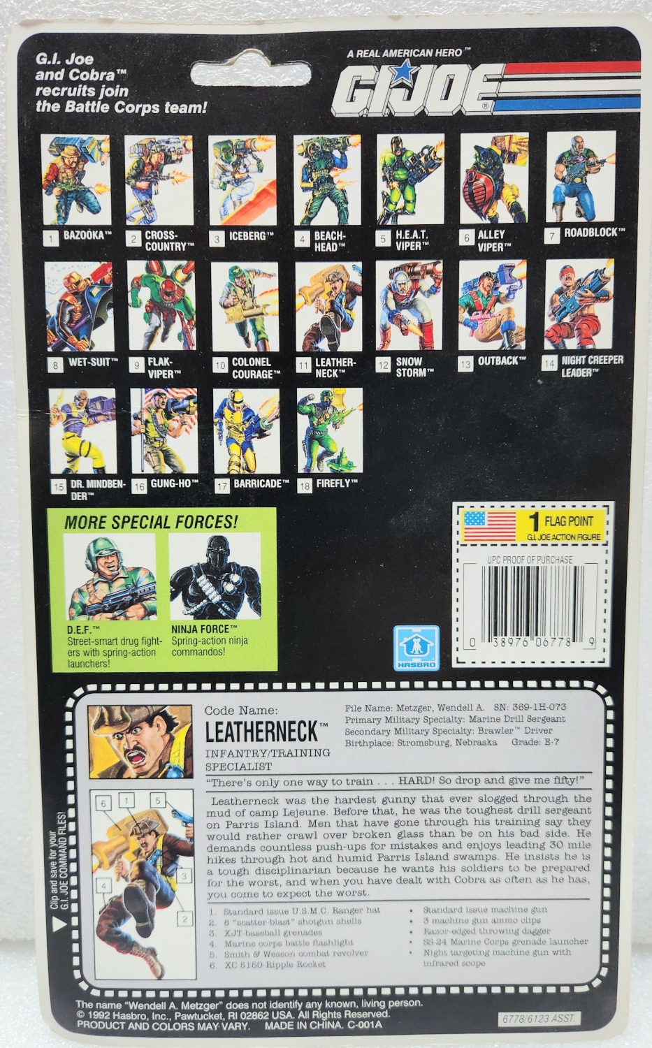 moc-1992-hasbro-g.i.-joe-arah-battle-corps-leatherneck-factory-sealed-back MOC 1992 Hasbro G.I. Joe ARAH Battle Corps Keel-Haul Factory Sealed 2