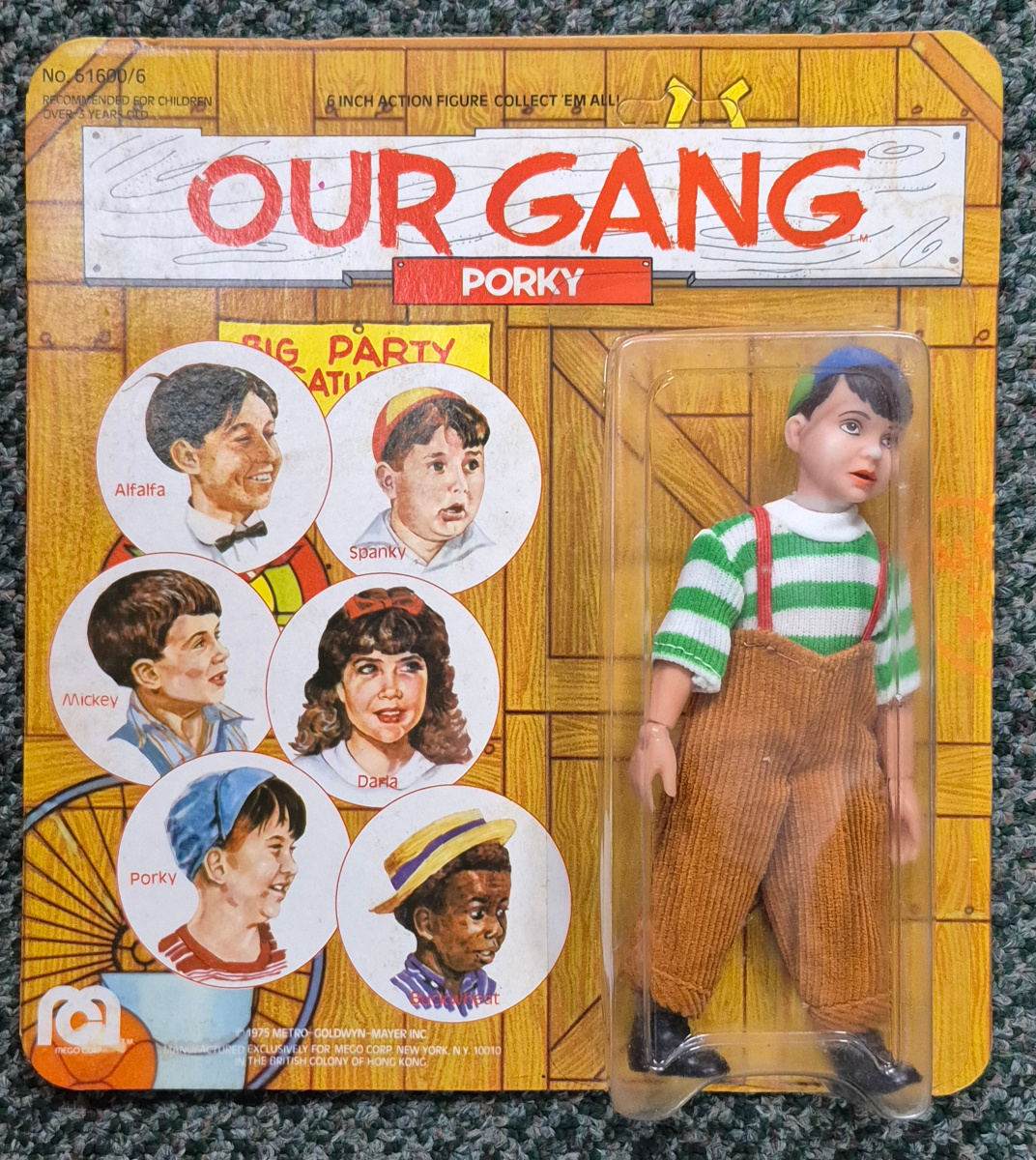 MOC Mego Little Rascals Our Gang Porky Action Figure - Mint on Unpunched Card 1