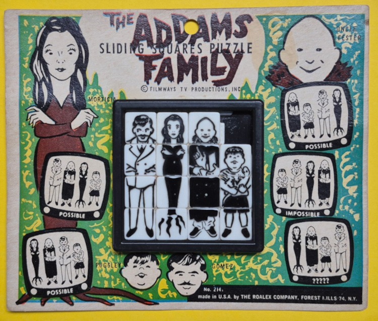 MOC 1960's Roalex Addams Family Sliding Squares Puzzle - Mint on Card 1