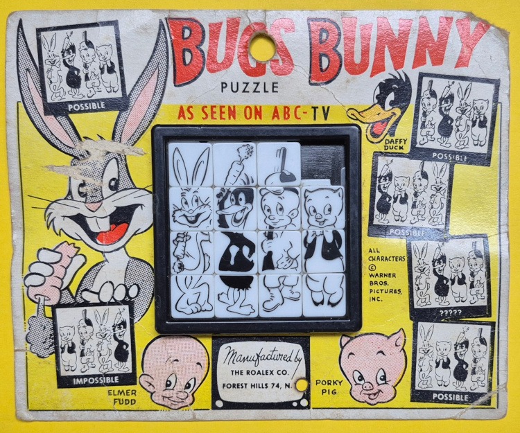 roalex-bugs-bunny-sliding-squares-puzzle-1 MOC 1960's Roalex Bugs Bunny Sliding Squares Puzzle - Mint on Card 1