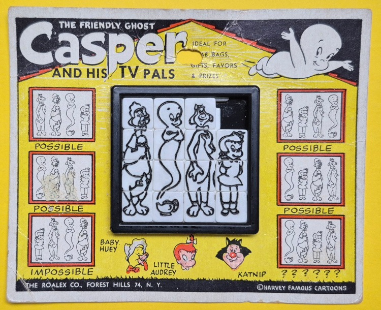 MOC 1960's Roalex Casper and his TV Friends Sliding Squares Puzzle - Mint on Card 1