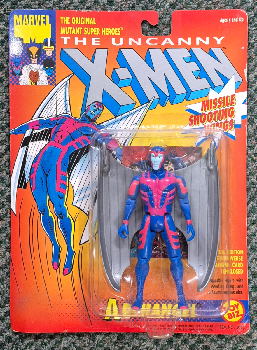 Toy Biz 1993 Uncanny X-Men Archangel with Silver Wings Action Figure: Mint on Card 1