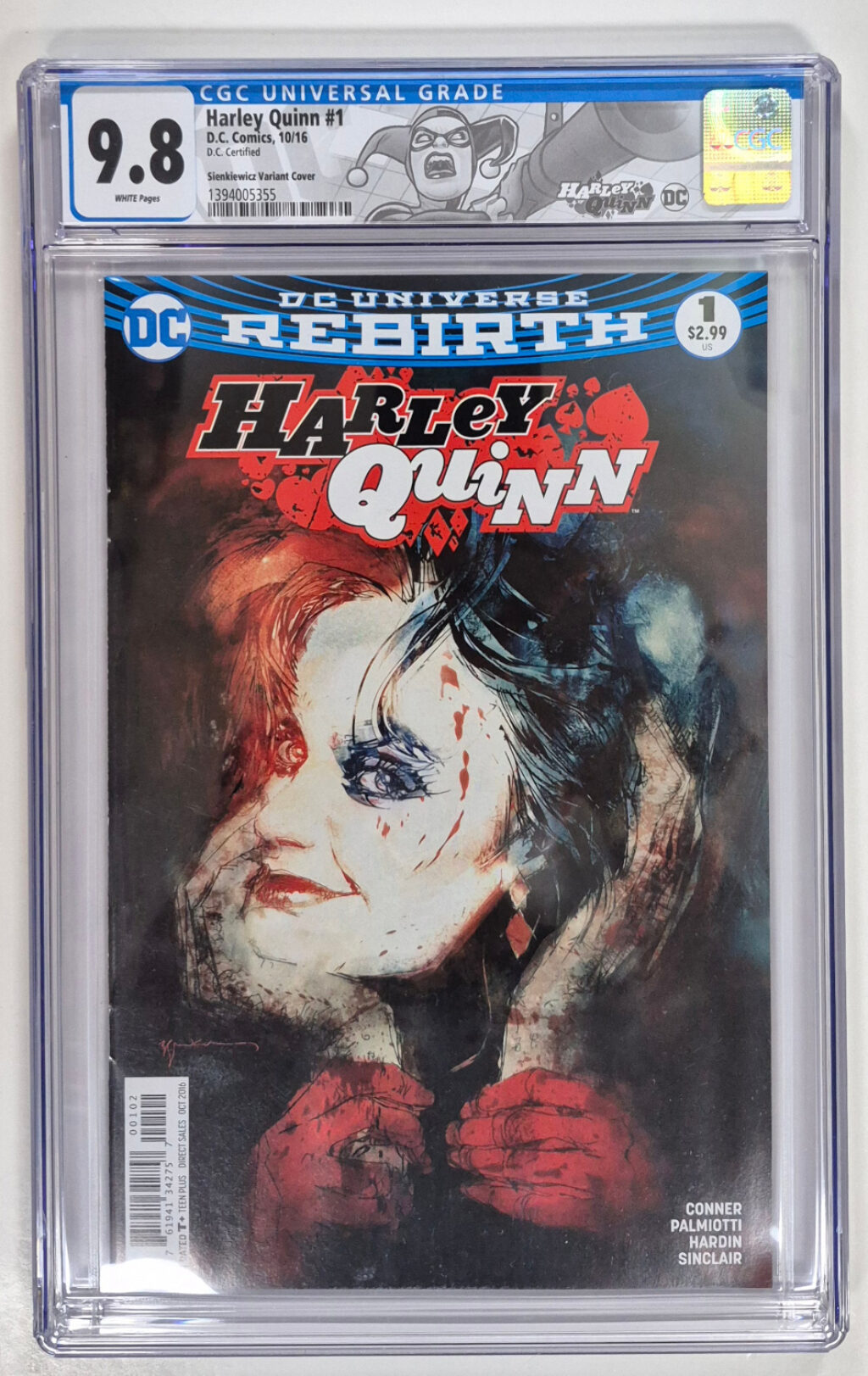 2016 CGC 9.8 DC Comics Harley Quinn #1 Bill Sienkiewicz Variant Cover 1