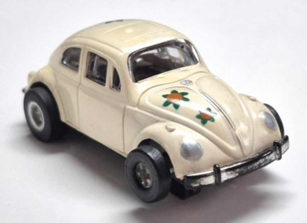 1960's Aurora Thunderjet 500 #1404 Volkswagen Beetle HO Slot Car on Chassis: Track Tested 1