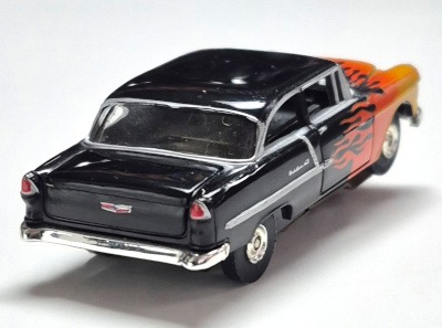 model-motoring-1955-chevrolet-bel-air-210-sedan-black-flamed-finish-2 Model Motoring 1955 Chevrolet Bel Air 210 Sedan Black with Flame Finish HO Slot Car: Track Tested 2