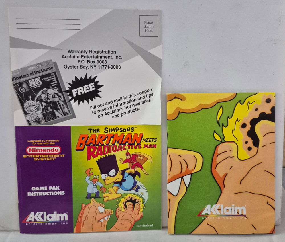 acclaim-nintendo-nes-the-simpsons-bartman-meets-radioactive-man-game-cartridge-and-box-7 1992 Acclaim for Nintendo NES The Simpson's Bartman Meets Radioactive Man Game Cartridge Complete in Box 7