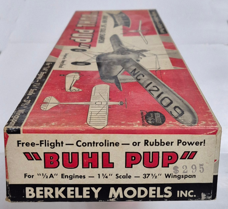 berkeleys-buhl-pup-balsa-wood-airplane-model-kit-2 Vintage 1950's Berkeley "1/2 A" "Buhl Pup" Balsa Wood Airplane Model Kit Unbuilt in the Box 2