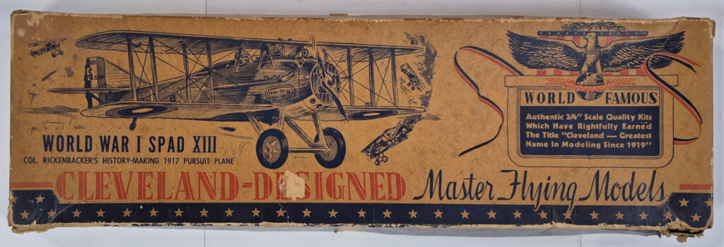 Vintage 1945 Cleveland Models M-13 19" World War I Spad XIII Balsa Wood Airplane Model Kit Unbuilt in the Box 1