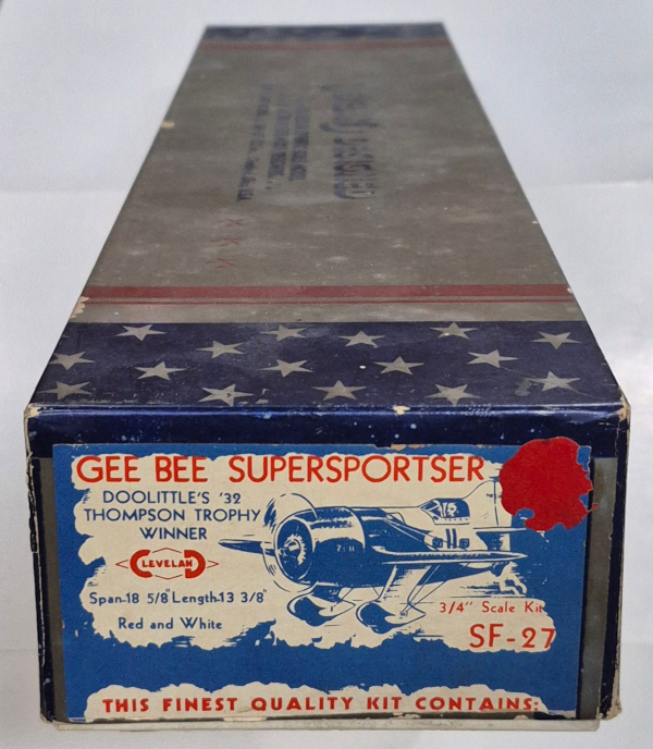 cleveland-designed-sf-27-gee-bee-sportster-doolittles-32-thompson-trophy-winner-balsa-wood-model-kit-2 Vintage 1935 Cleveland Designed SF-27 Gee-Bee Balsa Wood Airplane Model Kit Unbuilt in the Box 2